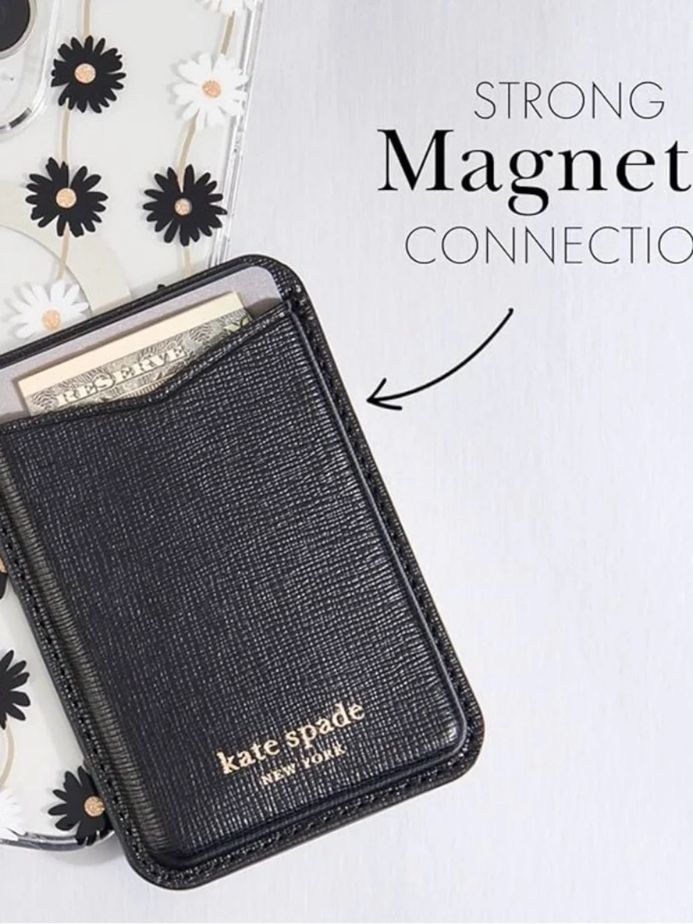 Kate Spade Stylish Magsafe Magnetic Black Phone Wallet NWT
